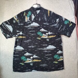 Island Fever Shirt Mens Medium Hawaiian Camp Aloha Tropical Ship Cloud VTG